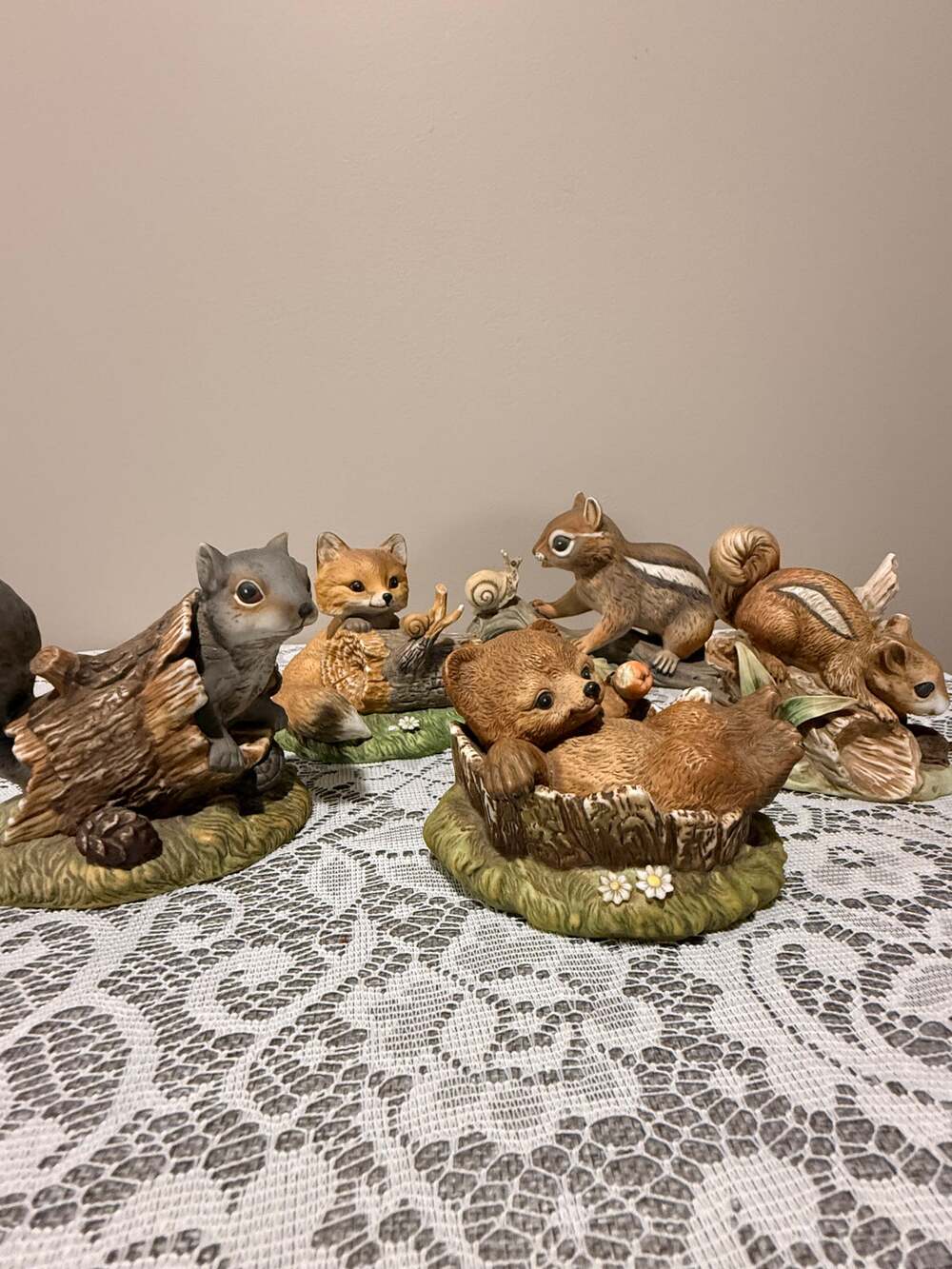 Vintage HOMCO Woodland Animal Figurines Lot of 5 Porcelain Forest Decor 1986